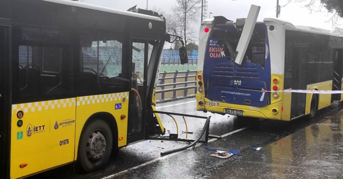 Sarıyer'de iki İETT otobüsünün çarpışması sonucu 3 yolcu yaralandı