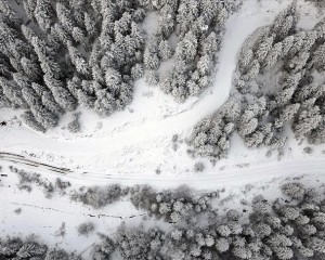 Kastamonu'da beyaz örtüyle kaplanan ormanlar dron ile görüntülendi