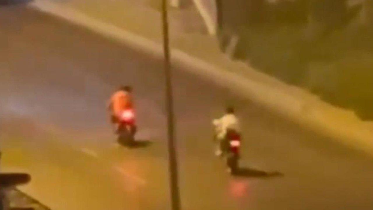 Trafikte tehlikeye davetiye: Ters yönde ve tek tekerlek üzerinde ilerlediler