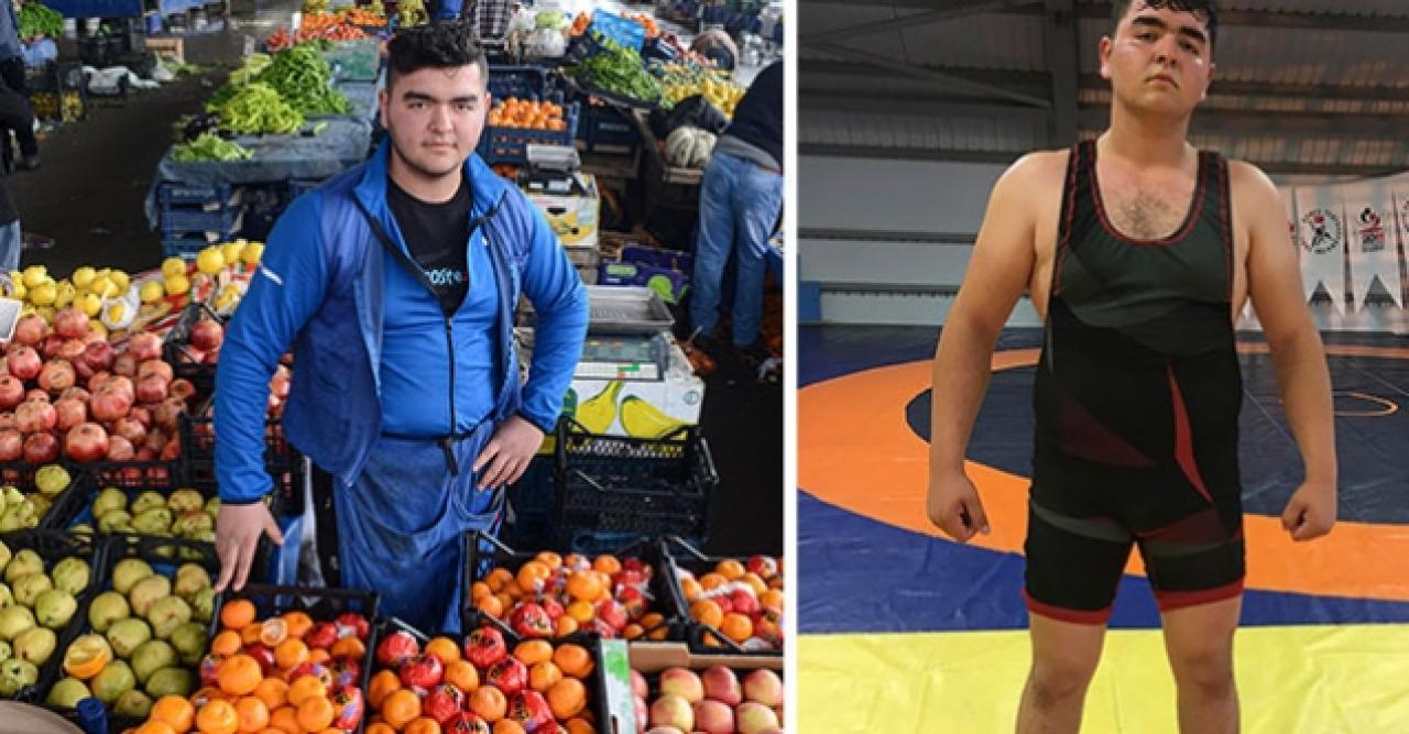 Güreşçi Fatih Tuna, pazar tezgahını bırakmıyor