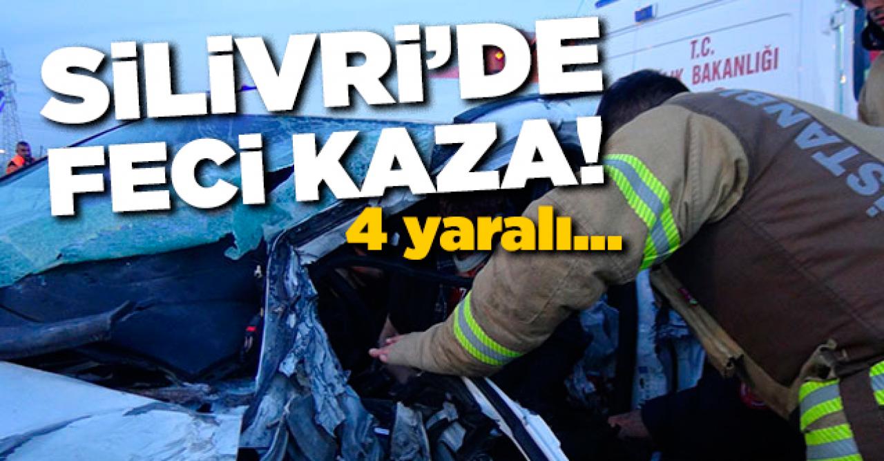 Silivri'de iki araç kafa kafa çarpıştı: 4 yaralı