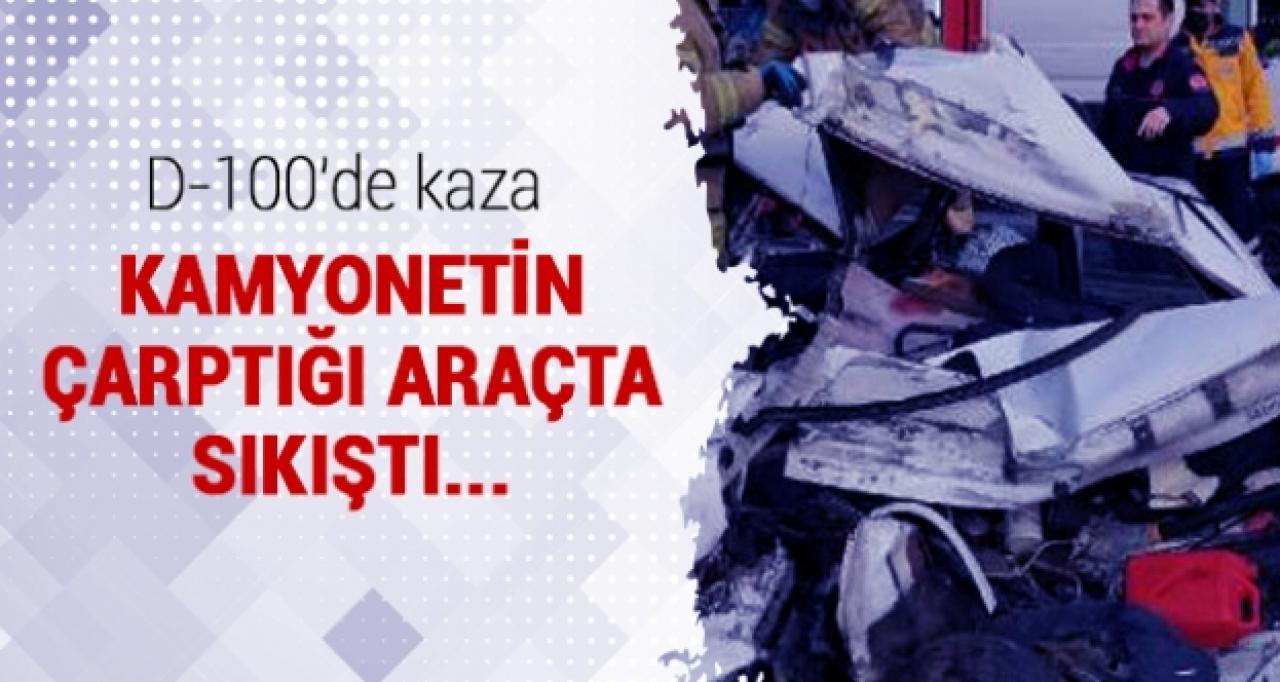 D-100'de feci kaza: Araç içinde sıkıştı