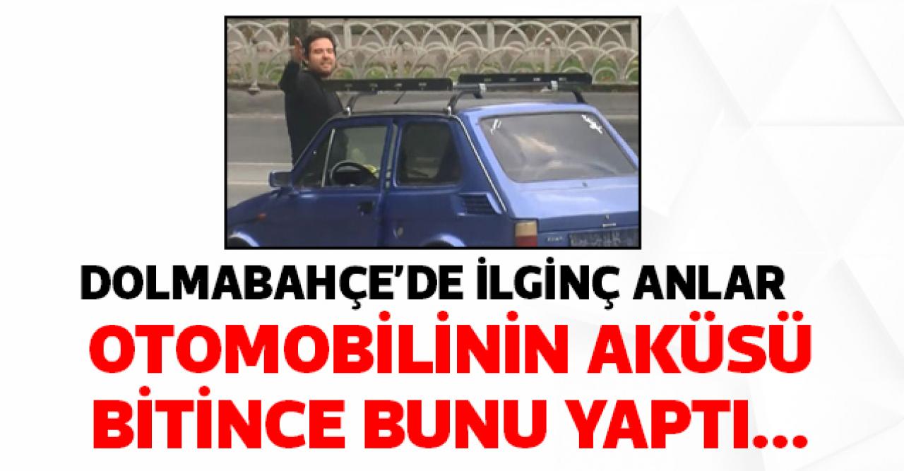 Aküsü biten aracını defalarca tekmeledi