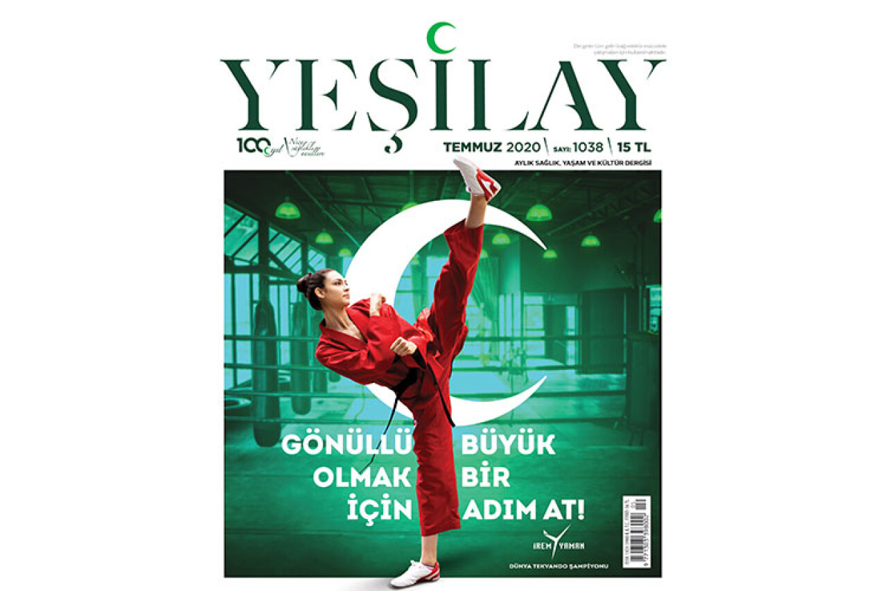 Dünya Tekvando Şampiyonu İrem Yaman, Yeşilay Dergisi'nin kapağına "Gönüllü olmak için büyük bir adım at!" sloganıyla imzasını attı