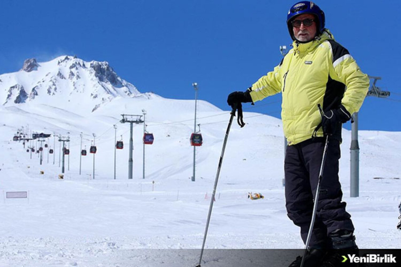 Erciyes'in 76'lık "Pehlivan"ı tahta kayakla başladığı spordan vazgeçmiyor