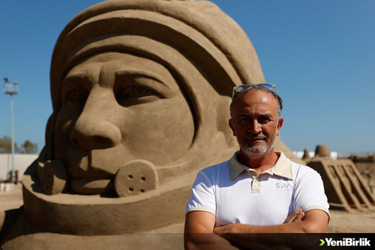 Antalya'da 50 metre uzunluğundaki kumda rekor denemesi