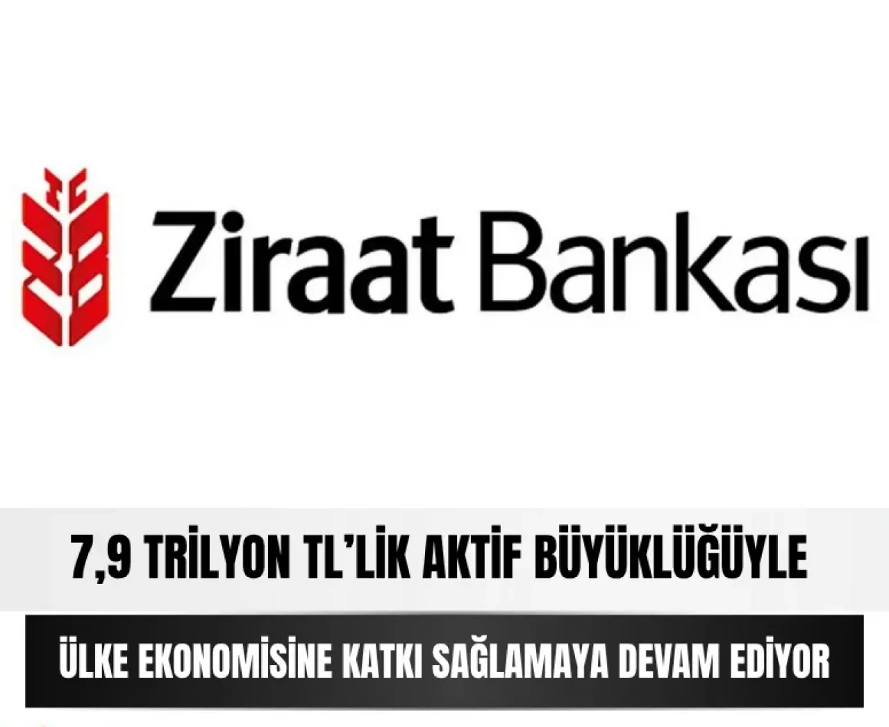 Ziraat Bankası 7,9 trilyon TL’lik aktif büyüklüğü ile ülke ekonomisine katkı sağlamaya devam ediyor
