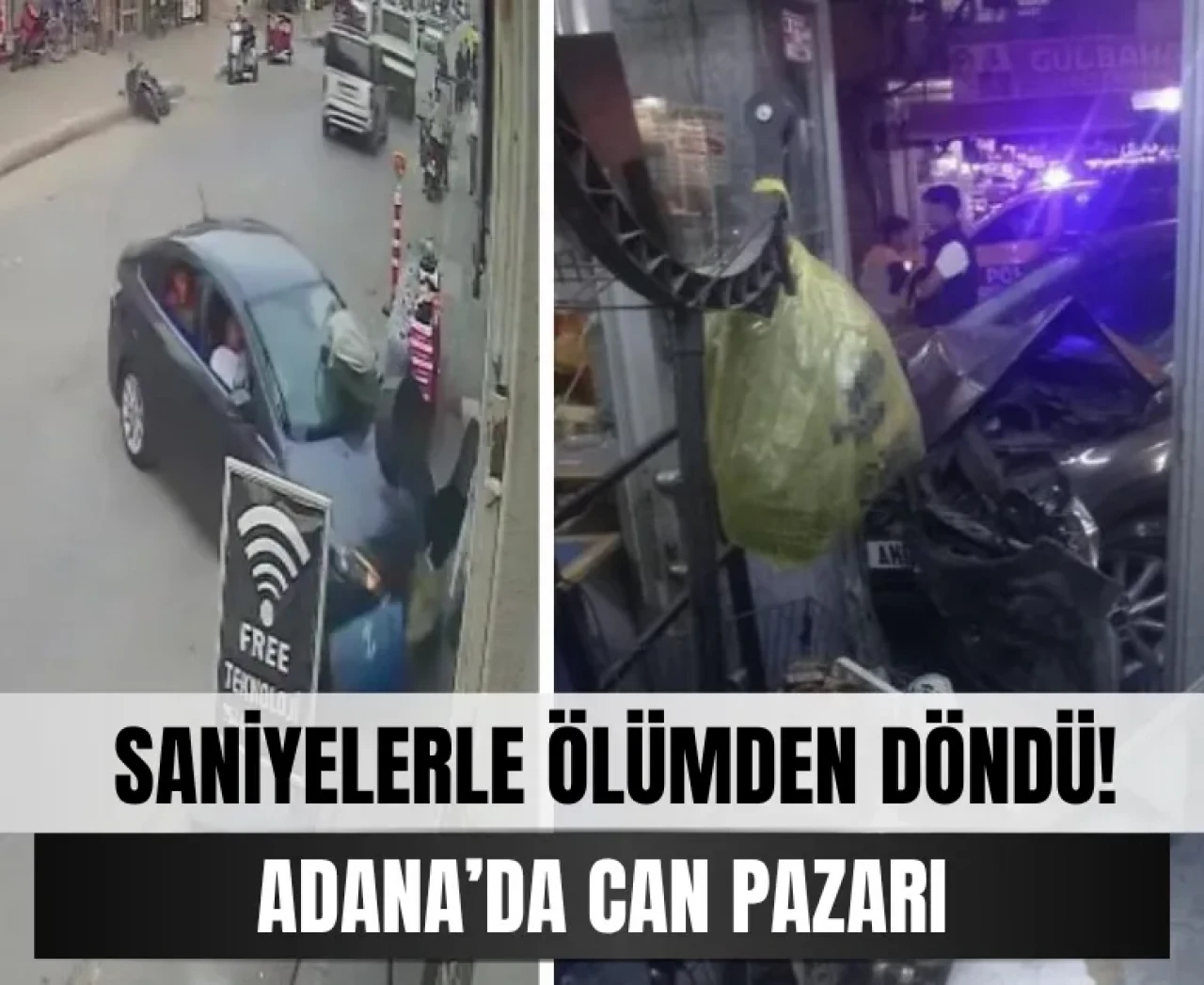 Markette can pazarı: Kaza anı kamerada!