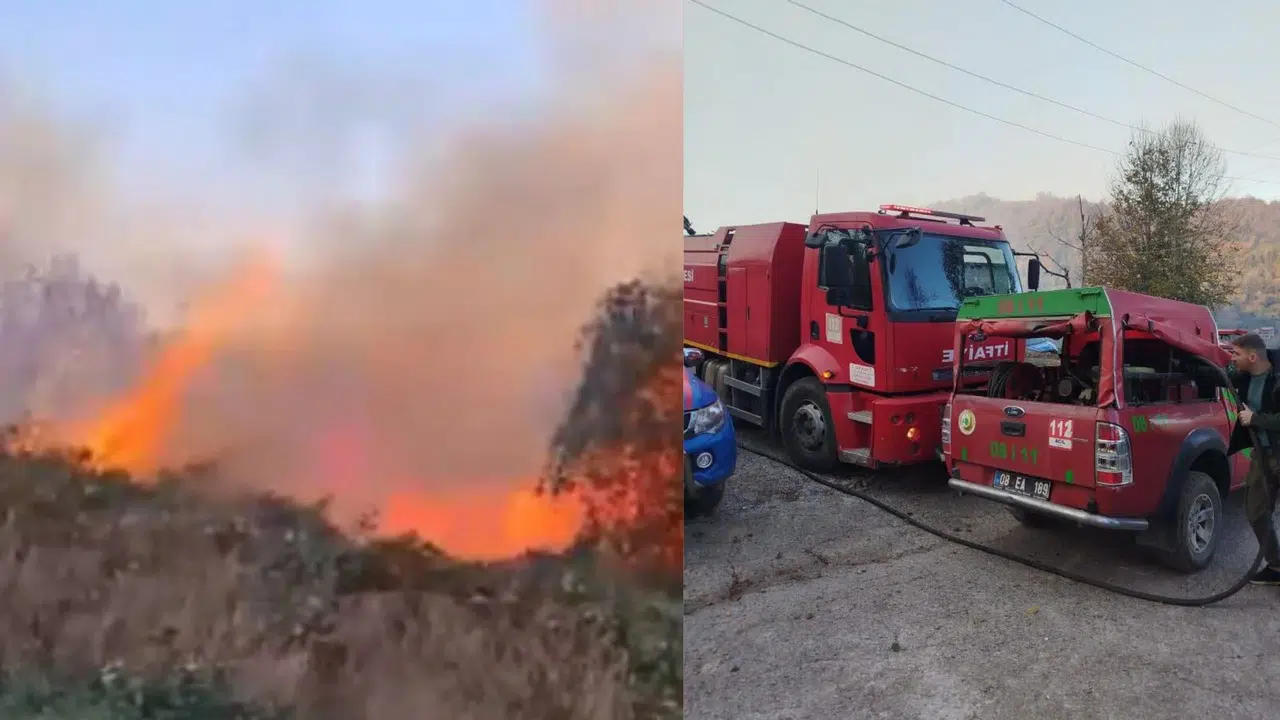 Hopa’da korkutan yangın, dumanlar gökyüzünü sardı!