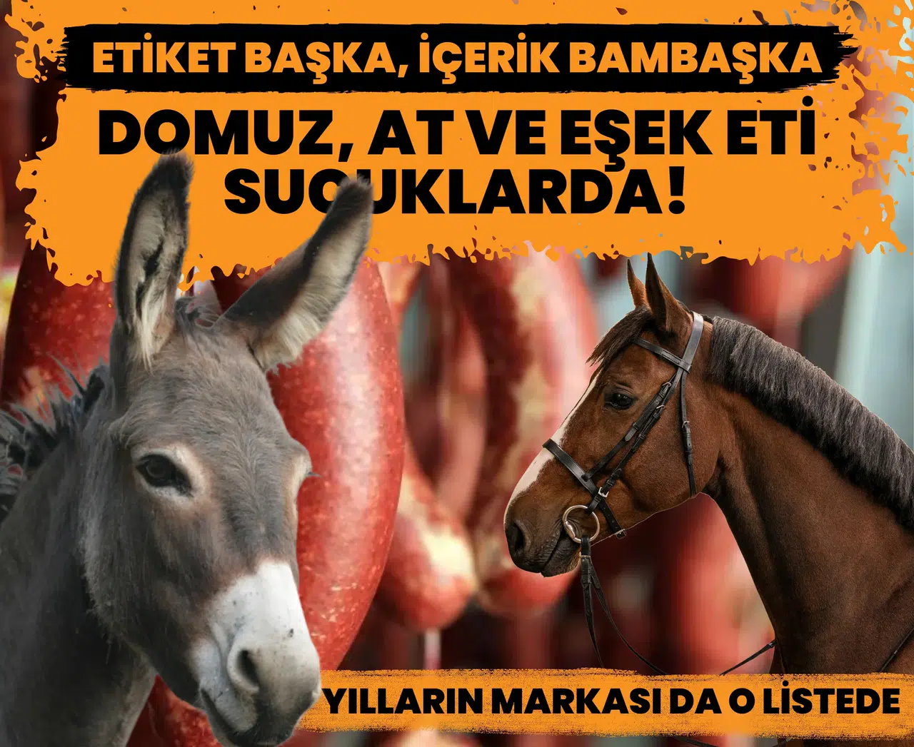 Etiket başka, içerik bambaşka: Domuz, at ve eşek eti sucuklarda! Yılların markası da o listede
