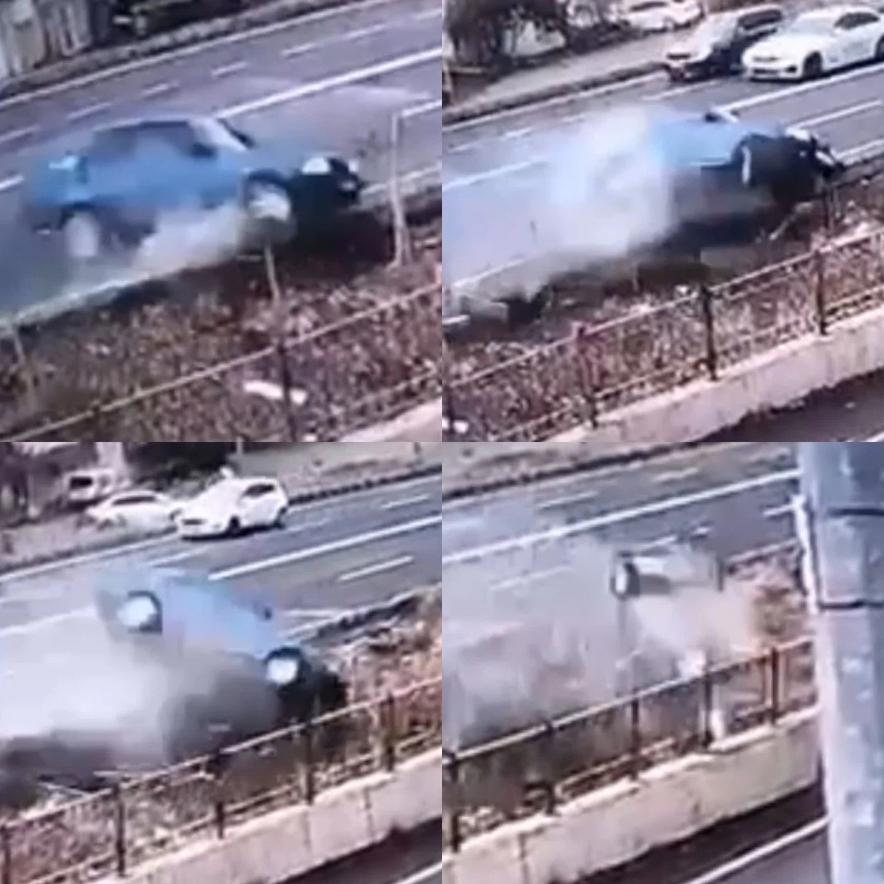 Kahramanmaraş’ta otomobil drenaj kanalına uçtu: Kaza anı saniye saniye görüntülendi!