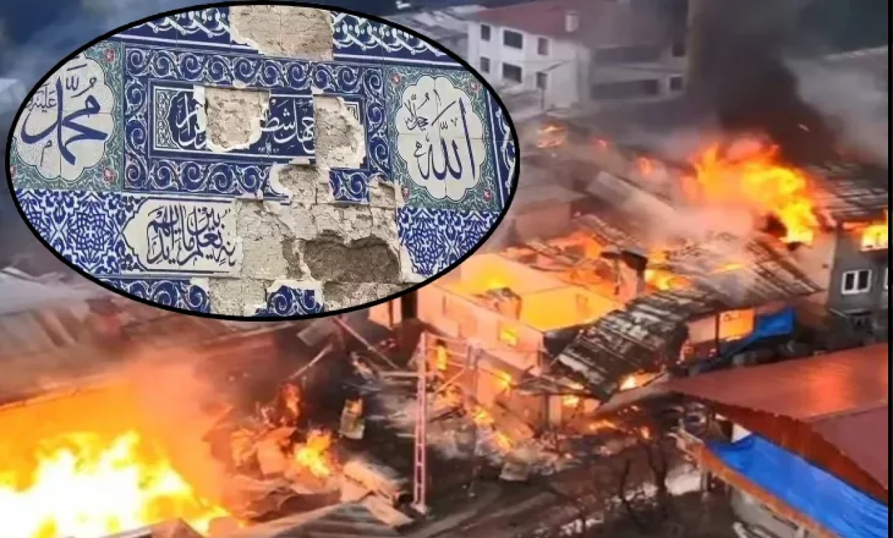 Yangında Harabeye Dönen Cami'de Mucize: 'Allah' ve 'Muhammed' Yazılarına Alevler Dokunamadı!