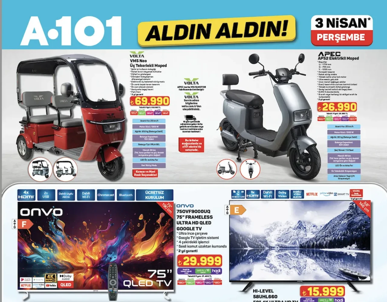 A101’den 3 Nisan’da Elektrikli Moped Fırsatı! Kaçırılmayacak Teknoloji İndirimleri