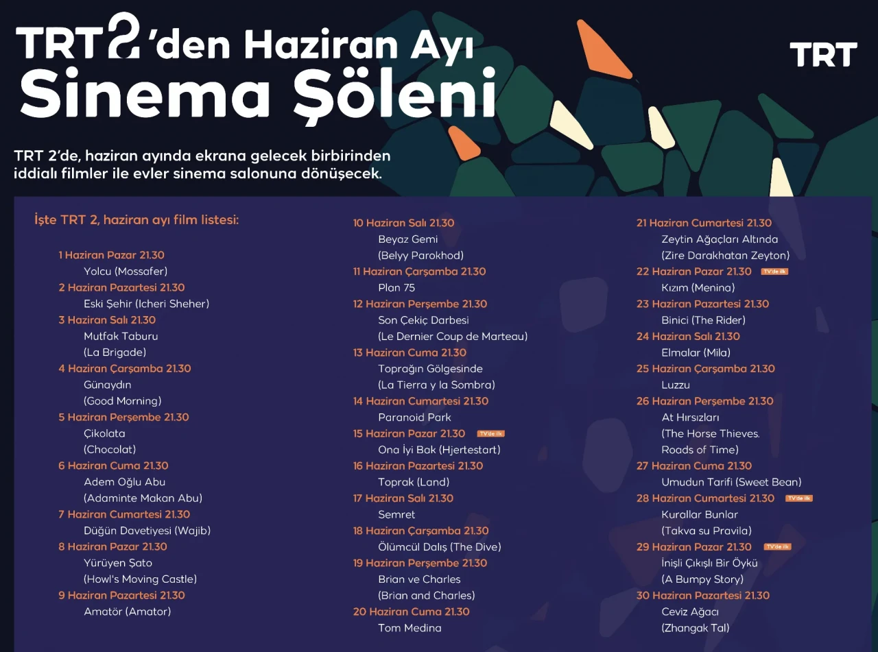 TRT 2’den Haziran’da her gece sinema keyfi: 30 günde 30 film!