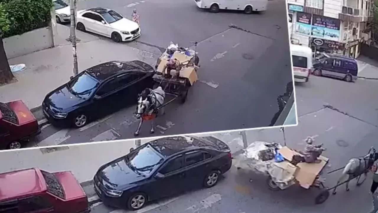 Esenyurt Sokaklarında At Arabasıyla Çarpışma