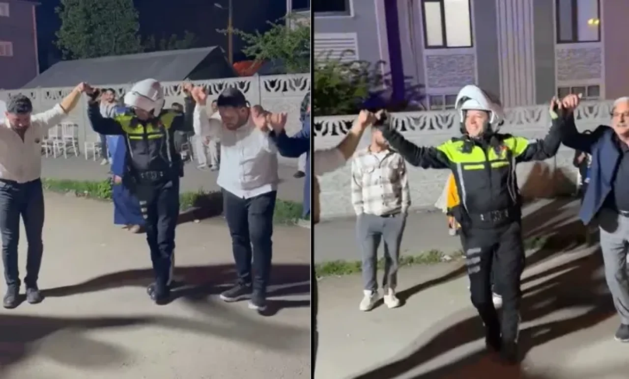 Yolu Açtı, Halaya Katıldı! Polis Memurundan Düğün Davetlilerine Jest