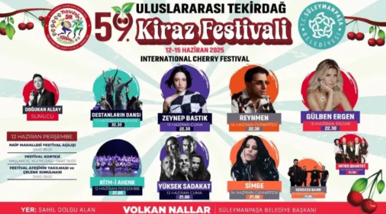 59. Uluslararası Tekirdağ Kiraz Festivali Başlıyor