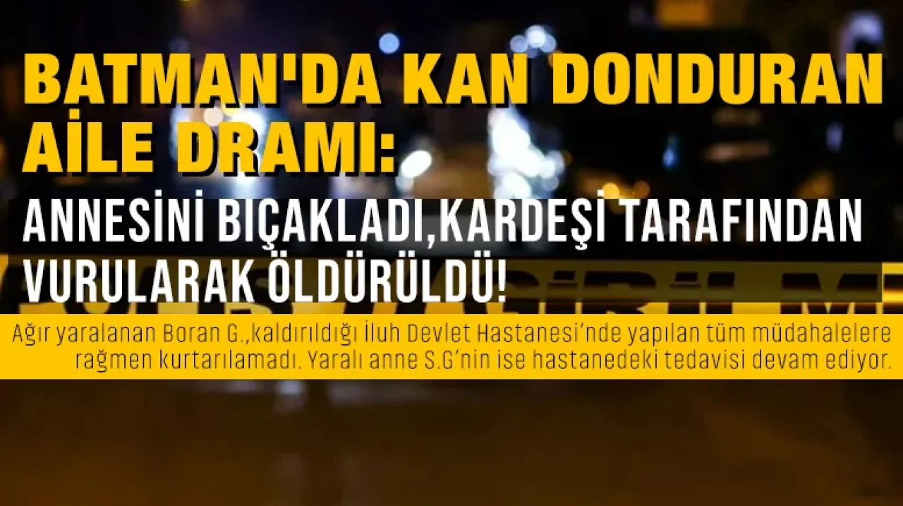 Batman'da Kan Donduran Aile Dramı: Annesini Bıçakladı, Kardeşi Tarafından Vurularak Öldürüldü!