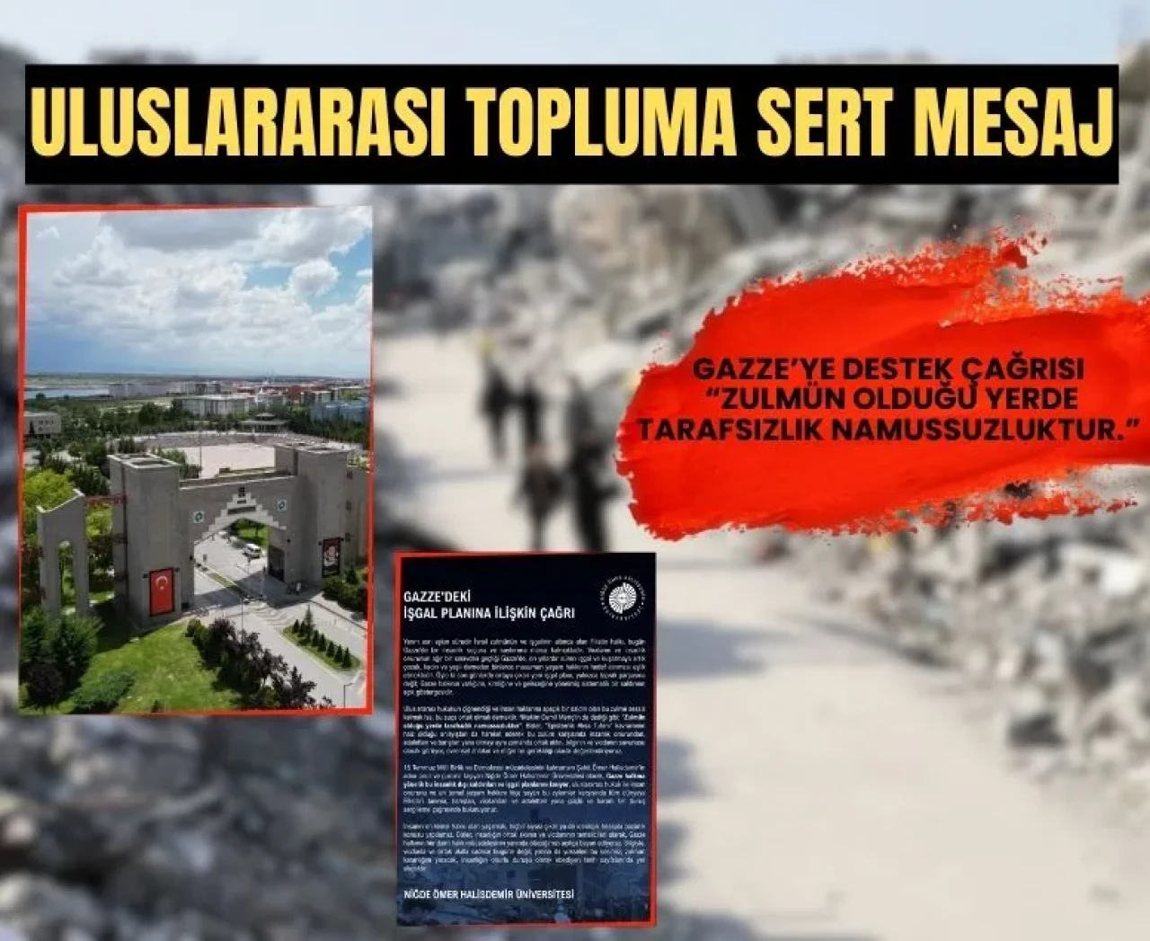 Niğde Ömer Halisdemir Üniversitesi, uluslararası toplumu Gazze için harekete geçmeye çağırdı