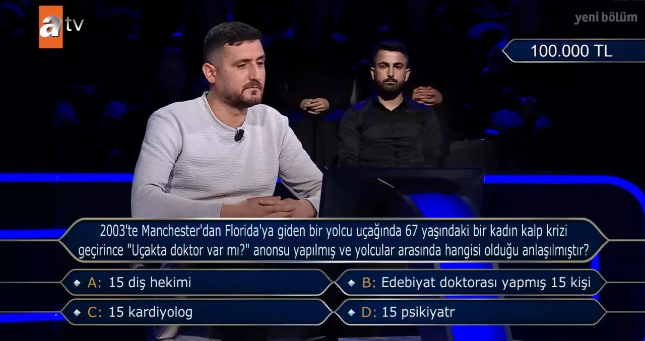 67 yaşındaki bir kadın kalp krizi geçirince uçakta doktor var mı anonsu yapıldıktan sonra uçakta hangisi vardır? Diş hekimi mi, edebiyat doktorası yapanlar mı, kardiyolog mu, psikiyatrist mi?