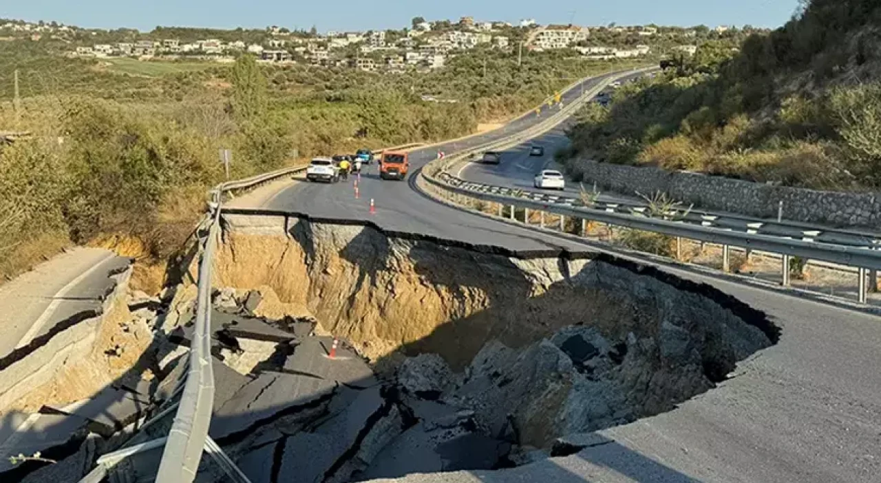 Kuşadası–Söke Kara Yolunda Yol Çöktü: Kuşadası İstikameti Trafiğe Kapatıldı