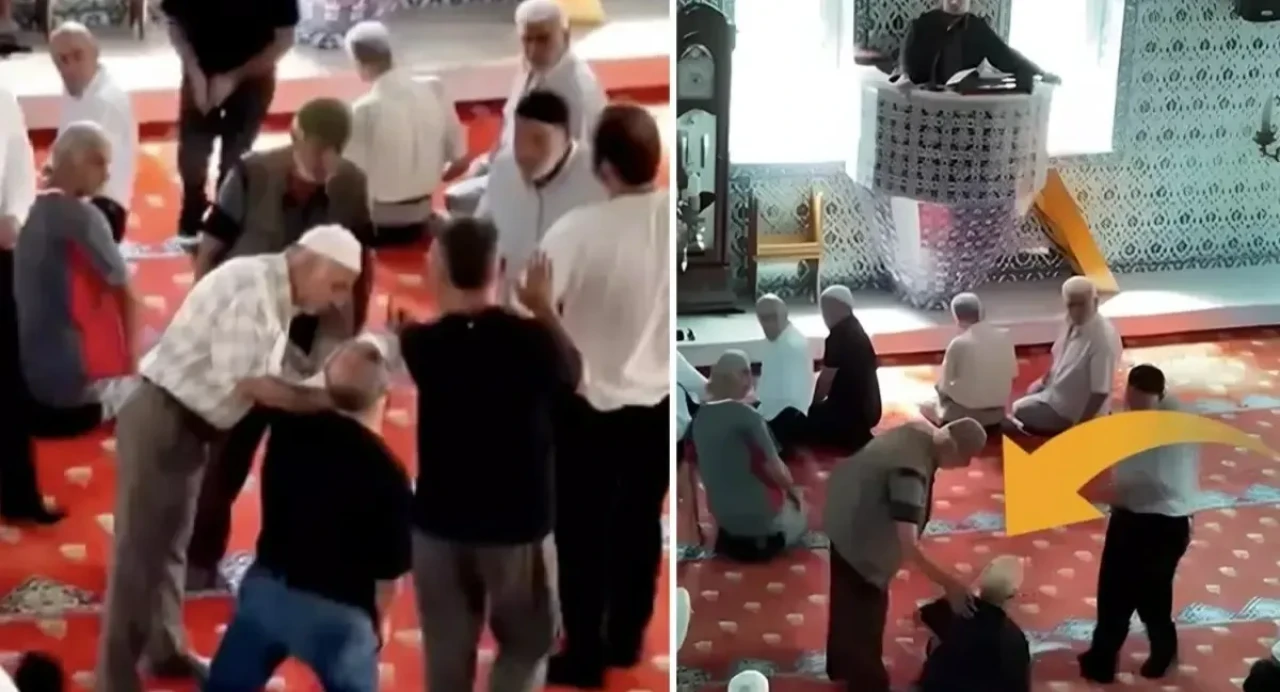 İmam Vaaz Verirken Tartıştılar: Camide Gergin Anlar Kamerada