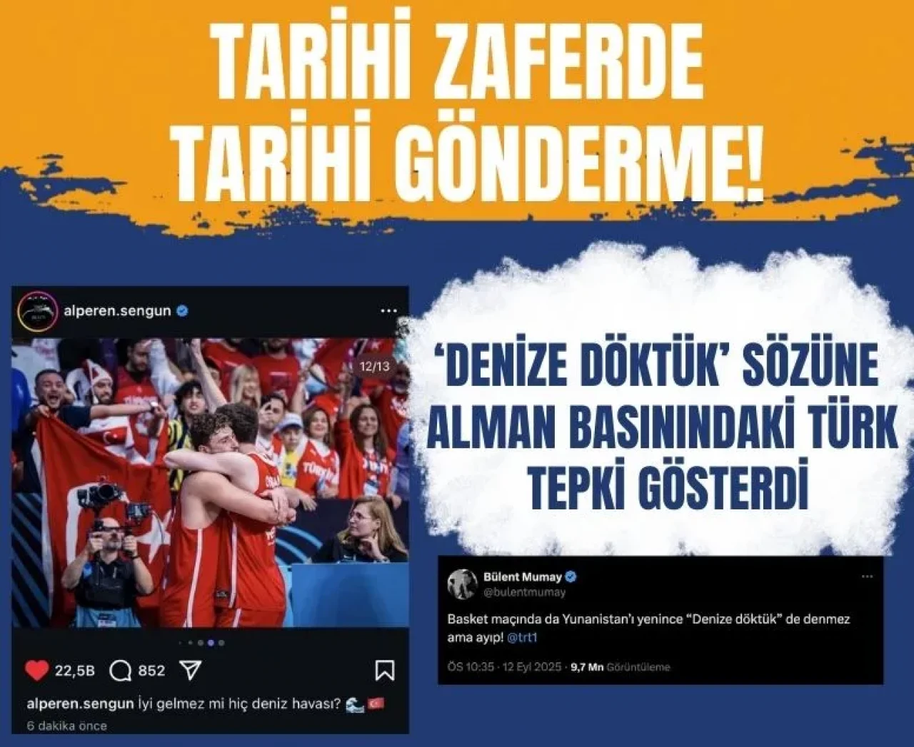 Basketbol zaferinde 'Denize döktük' sözüne Alman basınındaki Türk tepki gösterdi