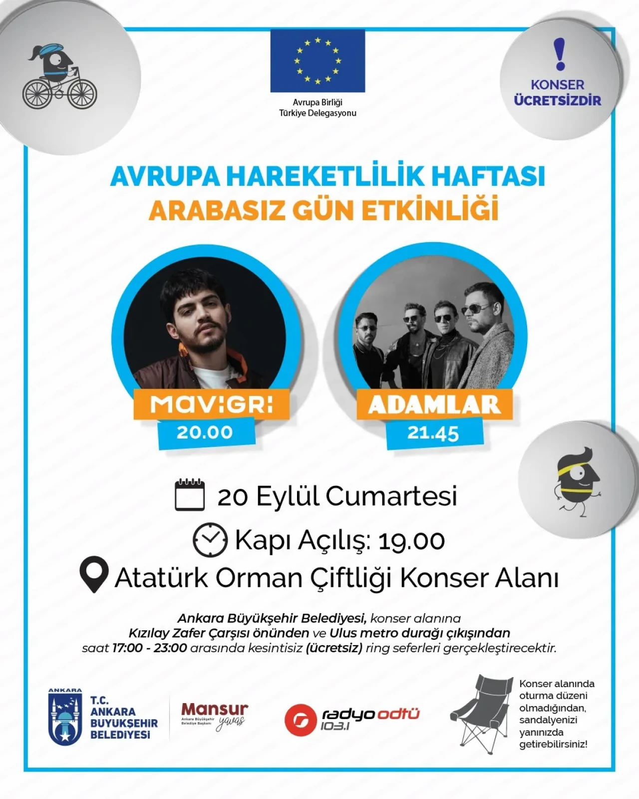 Avrupa hareketlilik haftası kapsamında 'Araçsız Gün Konseri'