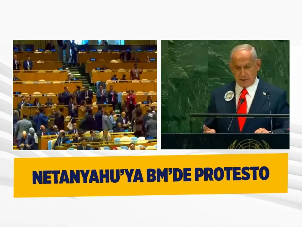 İsrail Başbakanı Netanyahu'ya BM'de tarihi protesto: Dünya liderleri salonu terk etti
