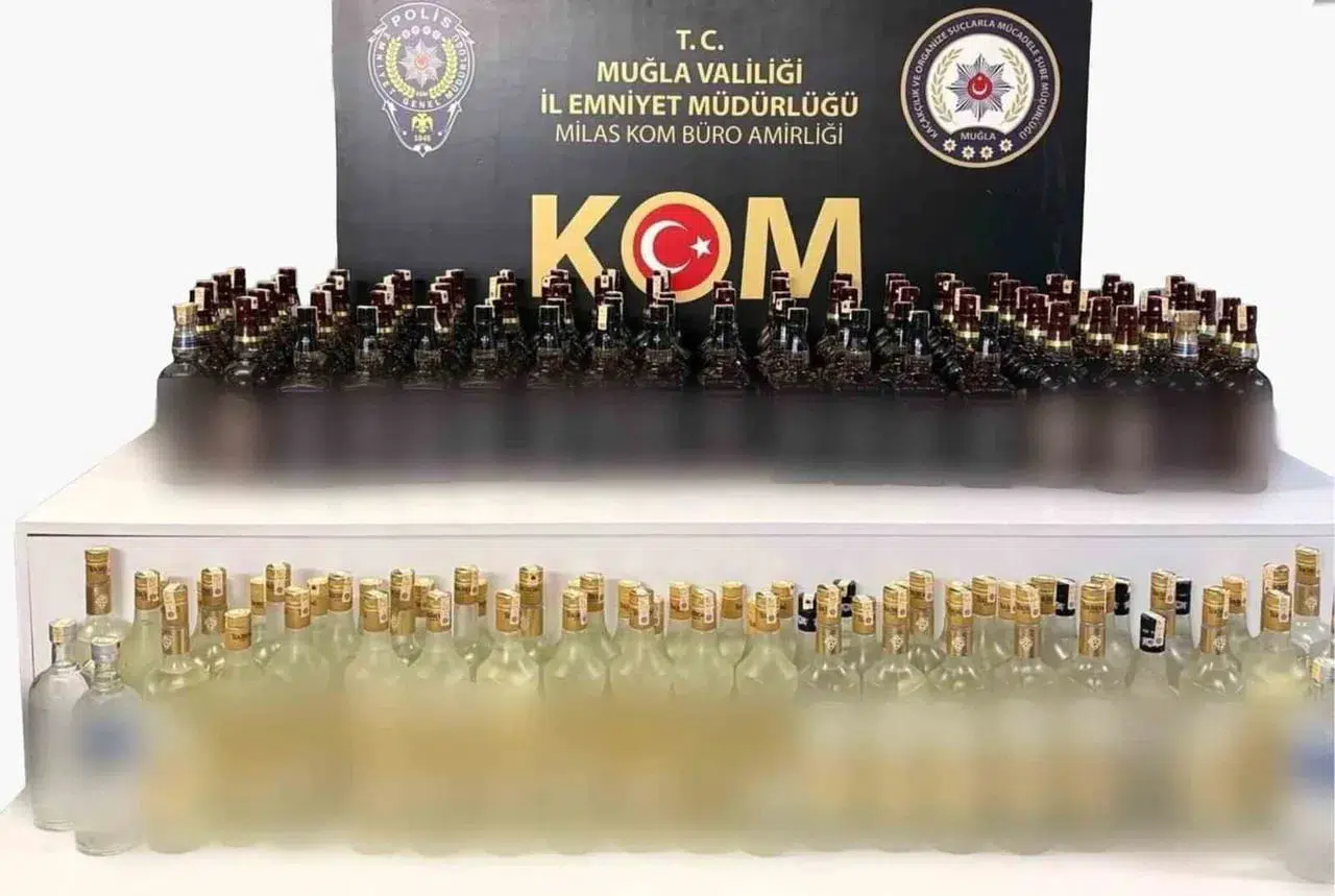 Milas'ta polisten kaçak içki operasyonu: 144,7 litre ele geçirildi