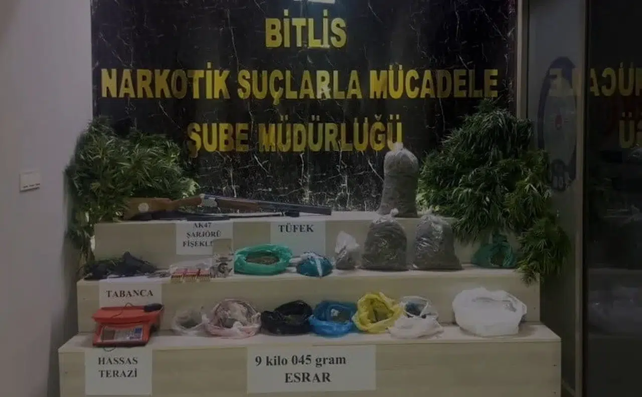 Bitlis'te uyuşturucu operasyonunda 9 kilo 45 gram esrar ele geçirildi