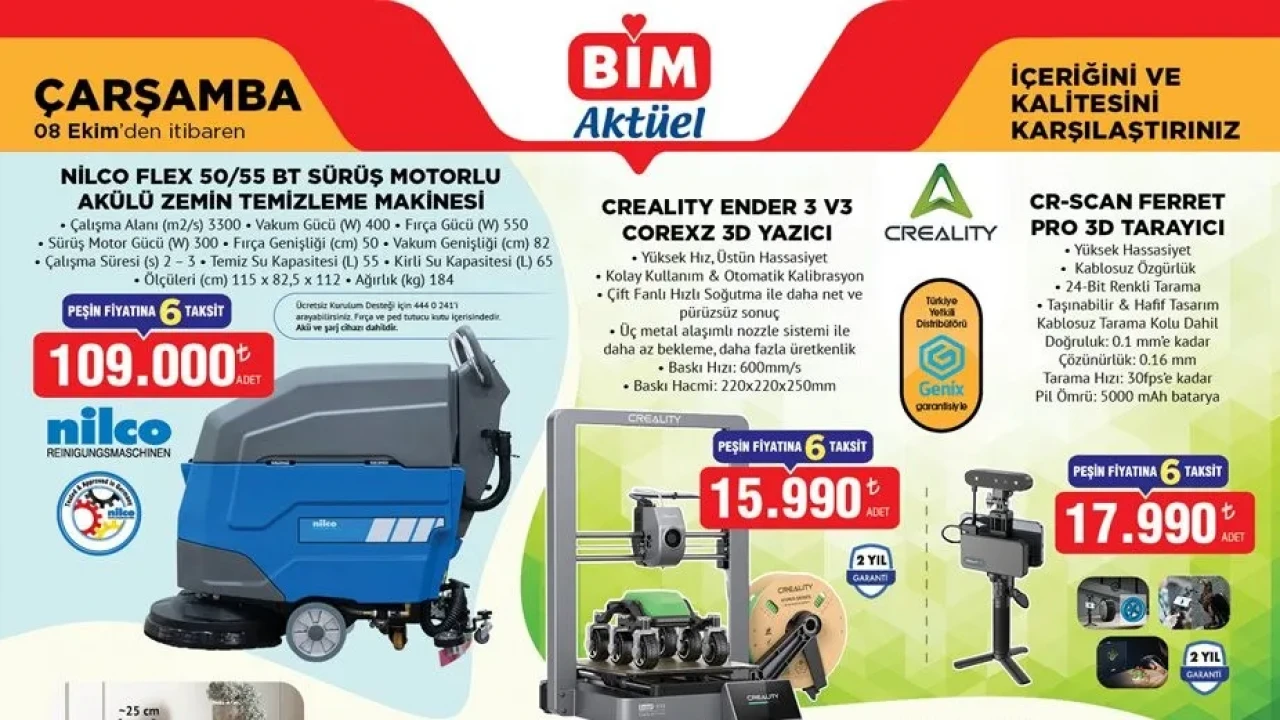 BİM Aktüel Katalog: 3D Yazıcı ve Ev Ürünleri Fiyatları