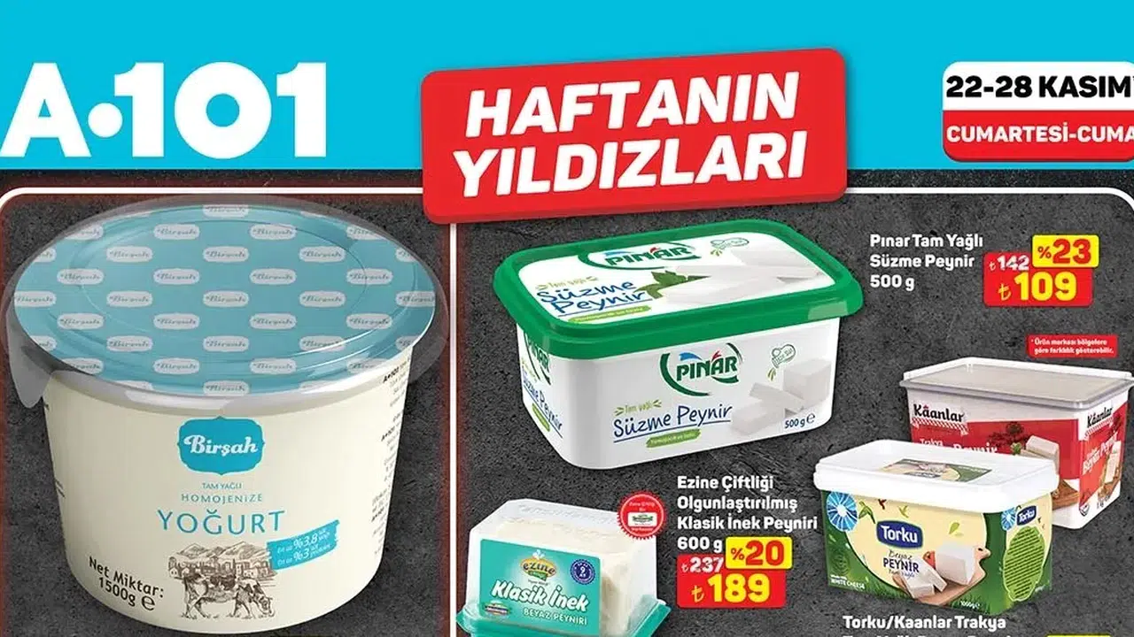 A101’de yoğurt ve temizlik ürünlerinde büyük fırsat! 22-28 Kasım A101 aktüel ayın son indirimleri