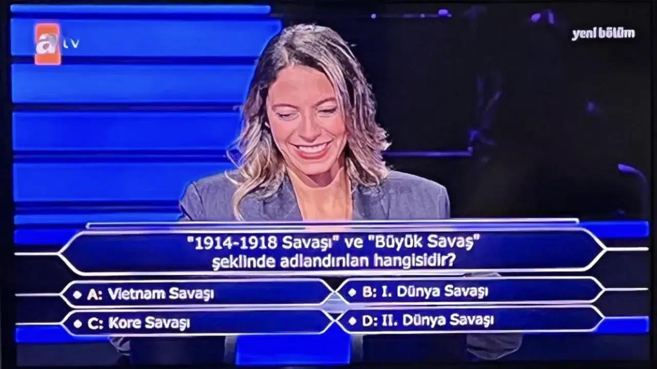 Kim Milyoner Olmak İster’de sorulan 1914-1918 sorusu neydi? Vietnam Savaşı mı, I. Dünya Savaşı mı, Kore Savaşı mı, II. Dünya Savaşı mı?