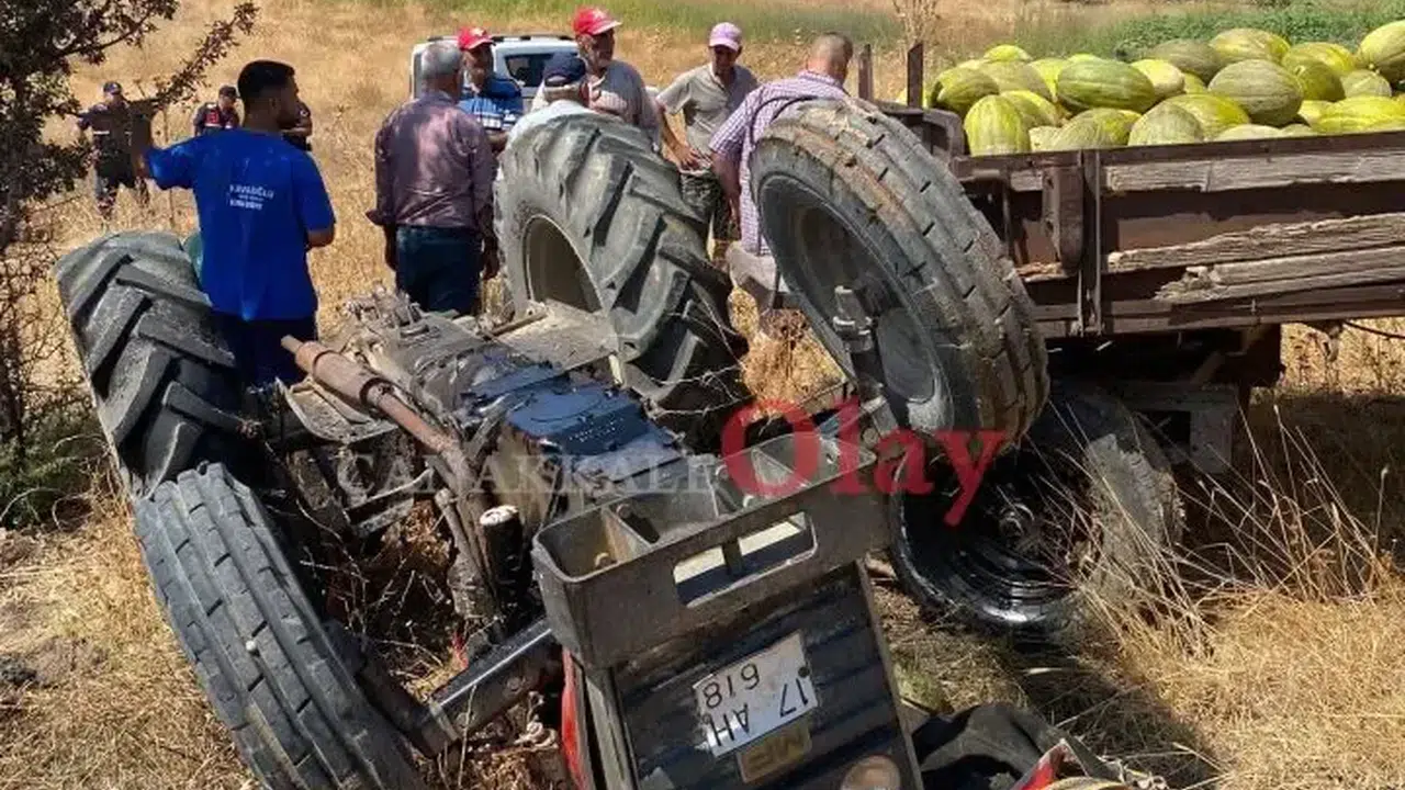 Talihsiz kaza: Devrilen traktör sürücüsüne mezar oldu!
