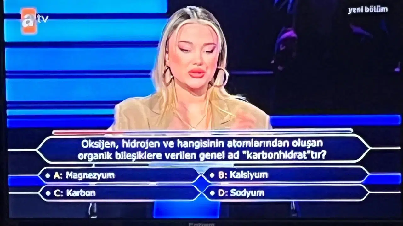 Karbonhidrat sorusu Kim Milyoner Olmak İster’de gündem oldu Magnezyum mu, kalsiyum mu, karbon mu, sodyum mu?