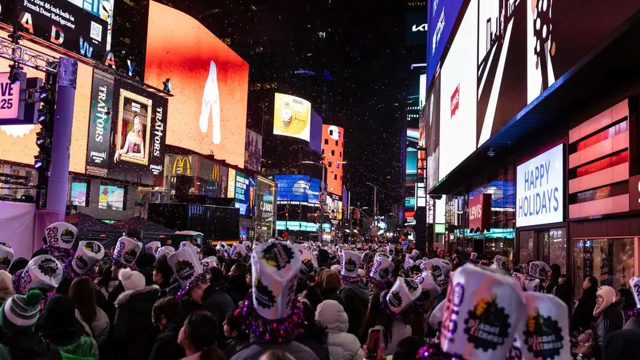 New York'taki Times Meydanı'nı dolduran yüz binlerce kişi yeni yıla konfeti yağmurunun altında girdi