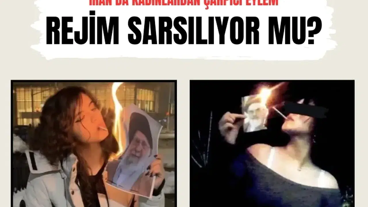 Hamaney ve Humeyni'nin fotoğrafları ateşe verildi: İranlı kadınlar sahnede