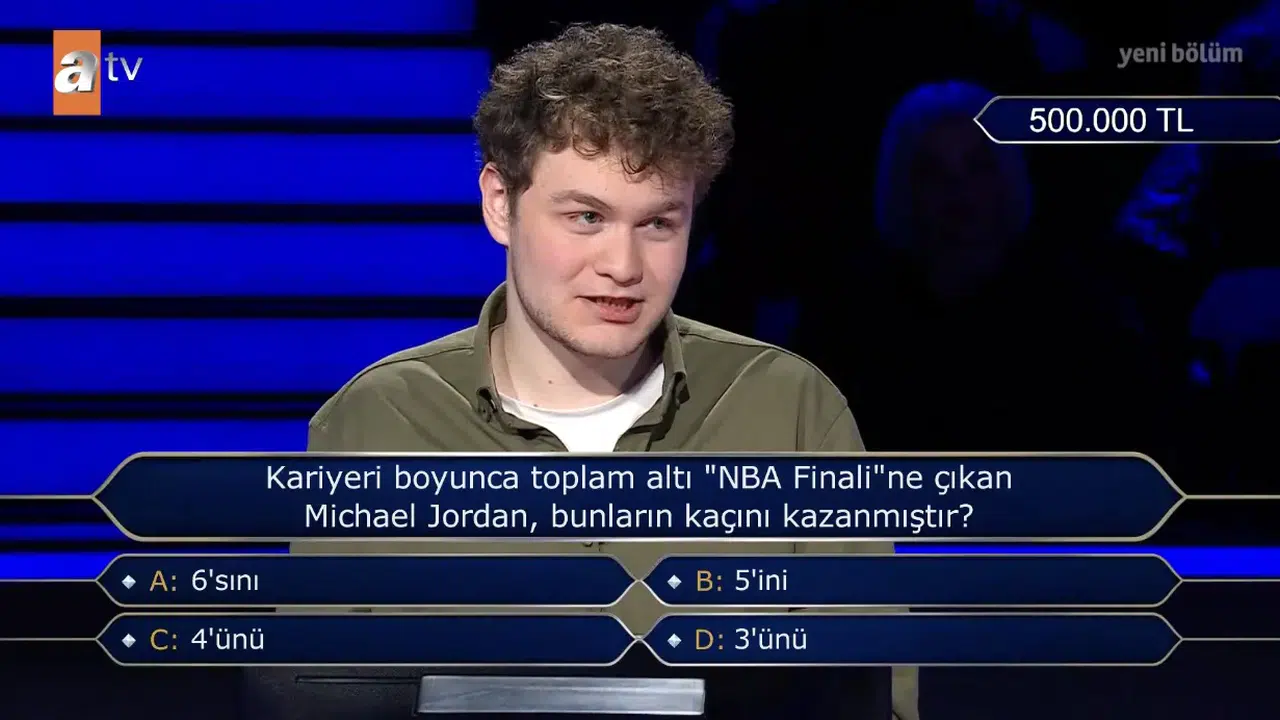 Kim Milyoner Olmak İster NBA sorusu: Jordan kaç final kazandı? 6 mı, 5 mi, 4 mü, 3 mü?