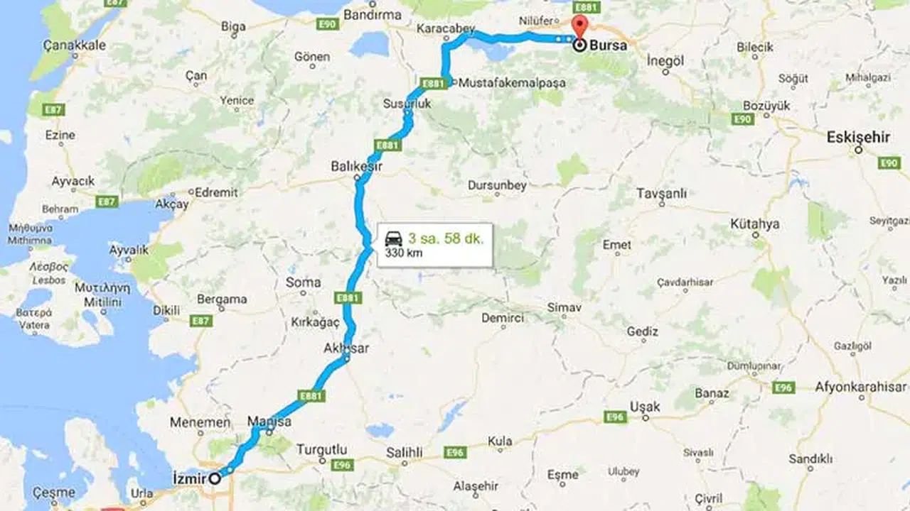 İzmir Bursa arası kaç km, kaç saat sürer? Yeni otoban yolu, özel araç ve otobüsle yolculuk ne kadar?