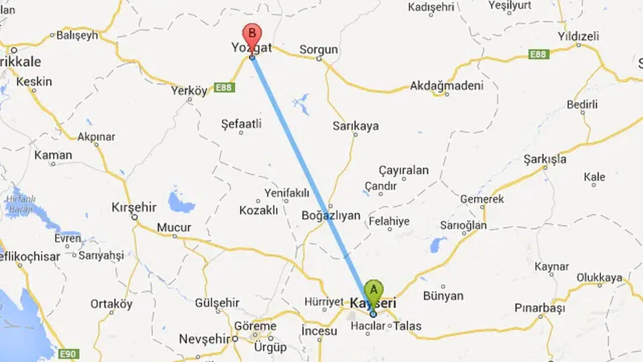 Kayseri–Yozgat arası ne kadar sürer, en kısa yol hangisi, kaç kilometre?