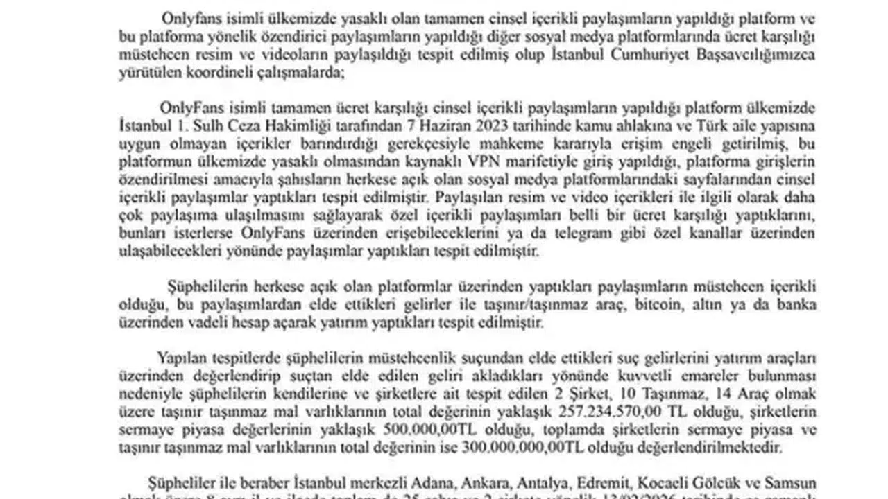 stanbul’da OnlyFans Operasyonunda Kimler Gözaltına Alındı, 300 Milyon Liralık Mal Varlığına Neden El Konuldu?