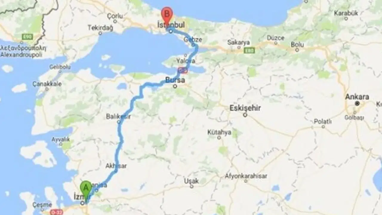 İstanbul’dan İzmir’e kaç km, arabayla, otobüsle ve uçakla kaç saat, kaç dakika sürer?