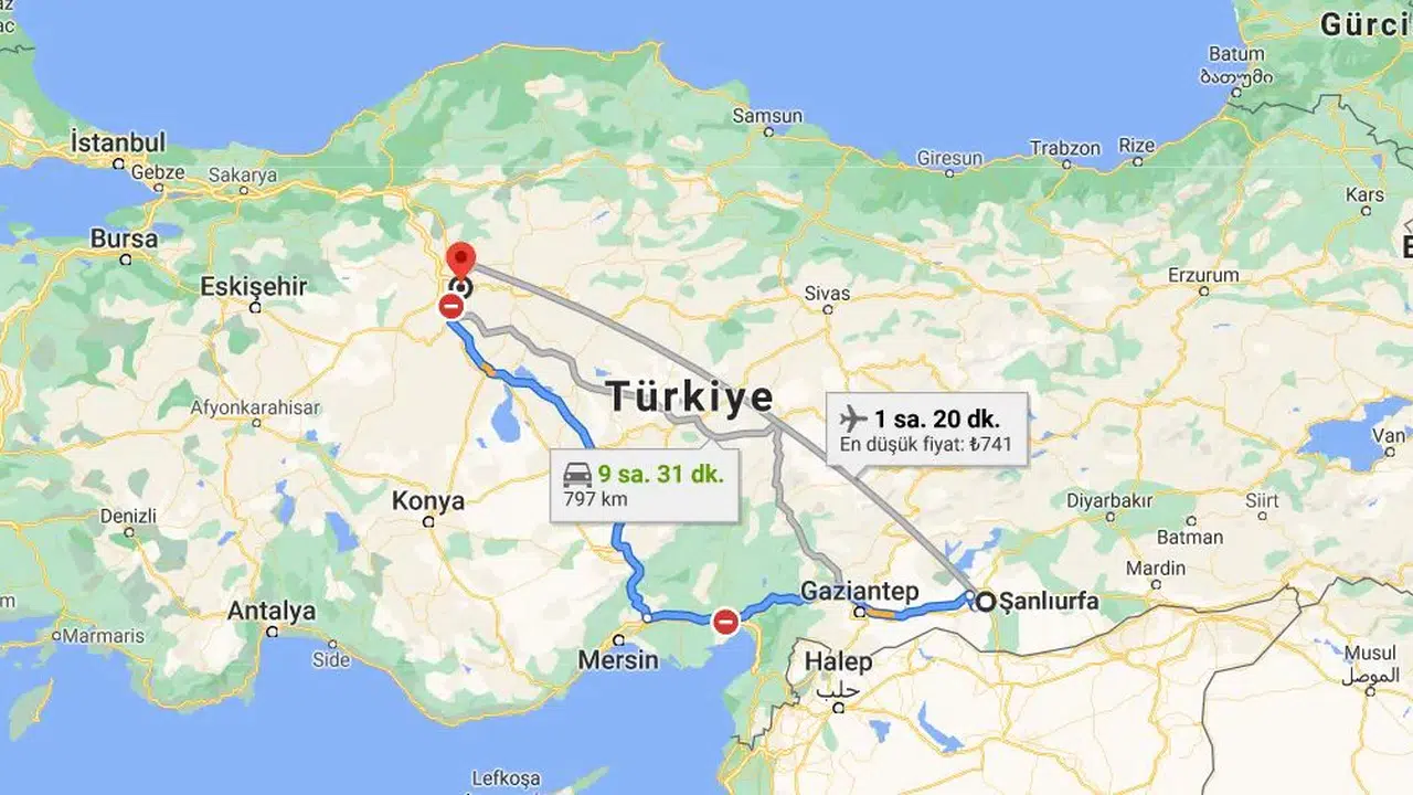 ŞANLIURFA ANKARA ARASI KAÇ KM! Arabayla, Otobüsle ve Uçakla Mesafe ve Yolculuk Süresi