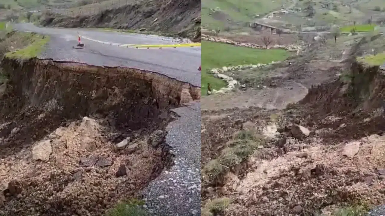 Diyarbakır’da Sağanak Alarmı! Yol Bir Anda Çöktü, Ulaşım Kesildi