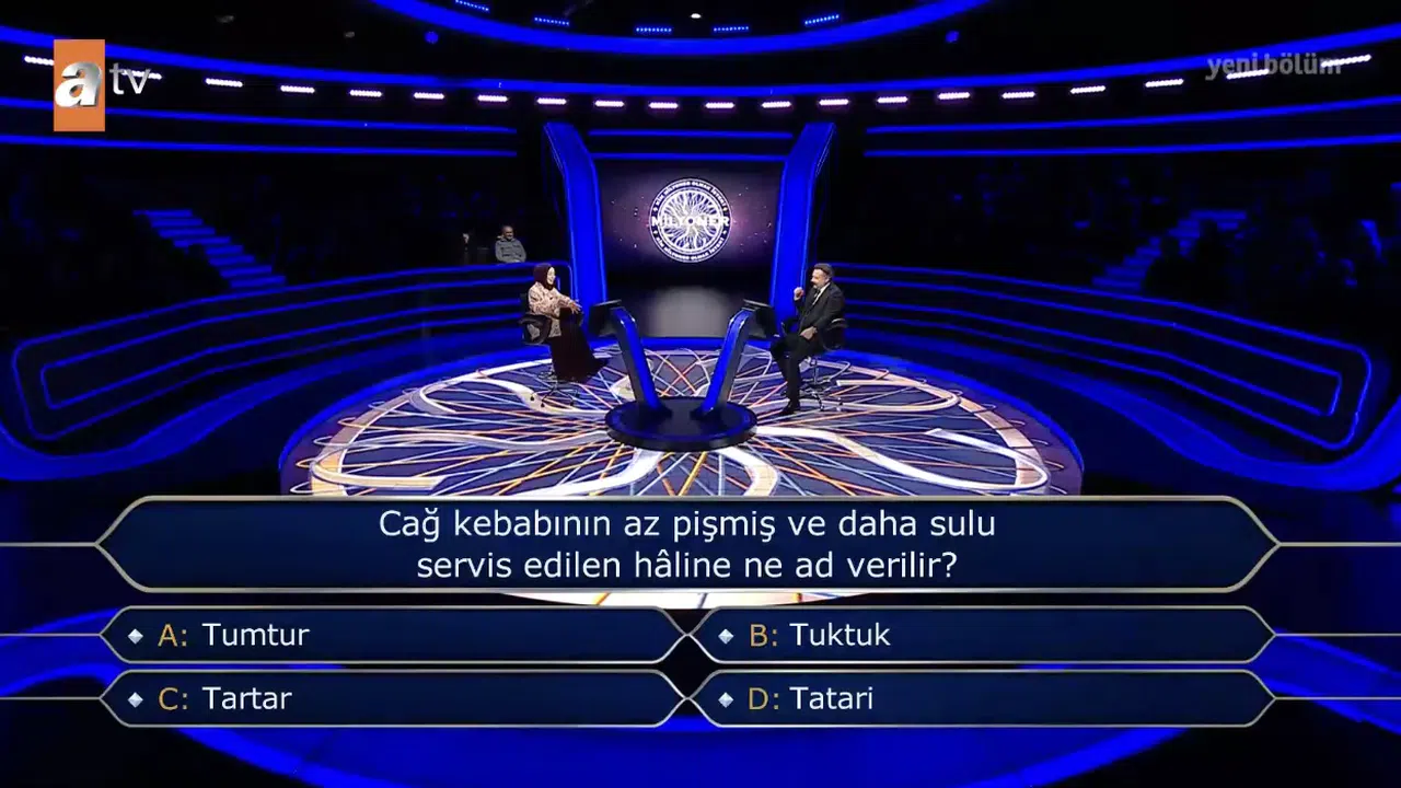 Cağ kebabının az pişmiş ve daha sulu servis edilen hali nedir? Tumtur, tuktuk, tartar, tatari hangisi doğru cevap?