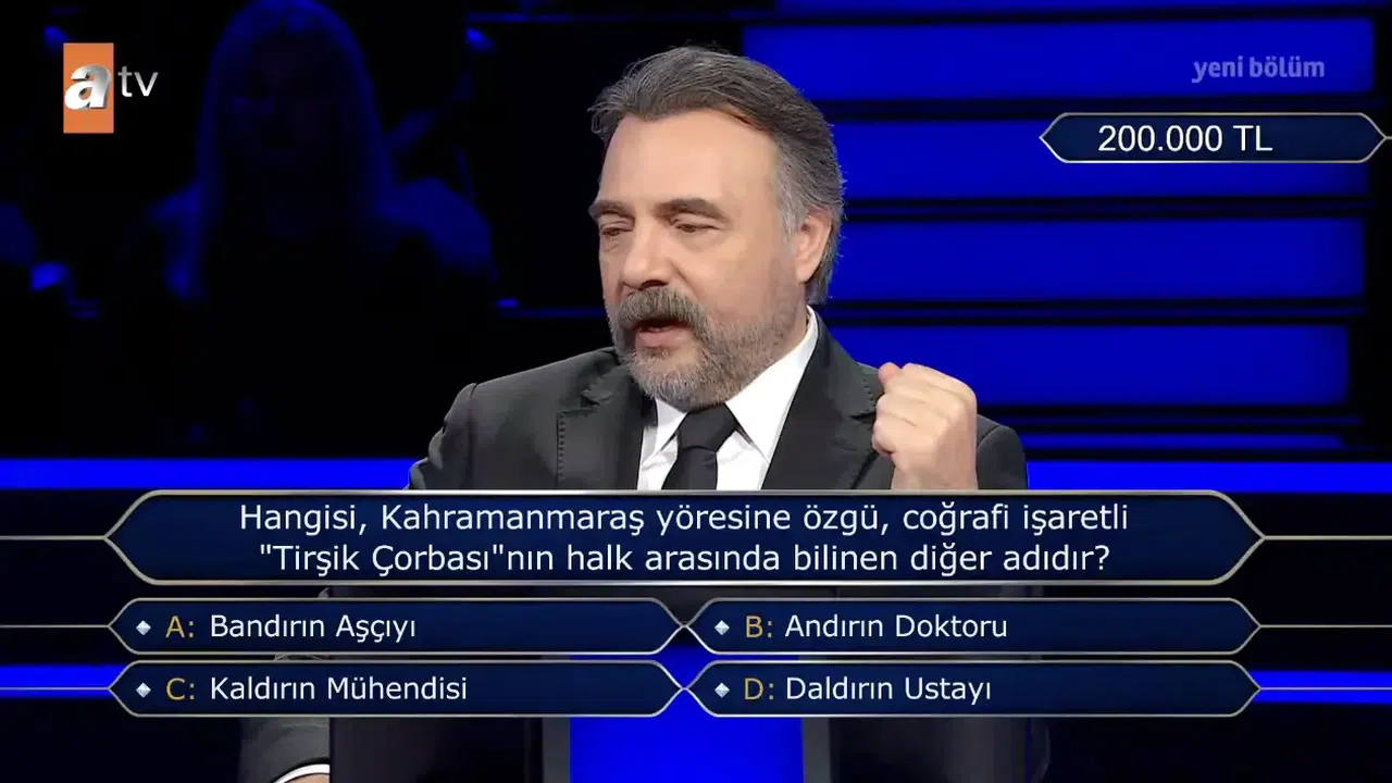 Hangisi Kahramanmaraş yöresine özgü, coğrafi işaretli 'Tirşik Çorbası'nın' halk arasında bilinen diğer adıdır?