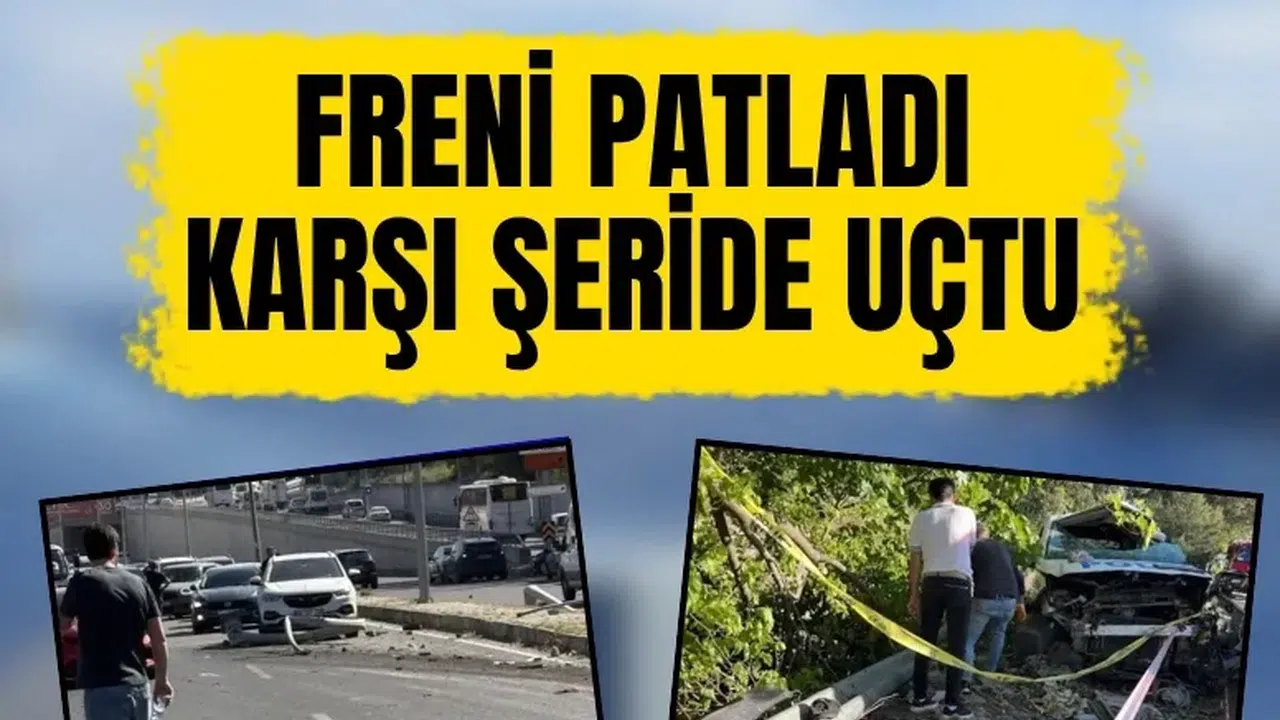 Bornova’da dehşet anları: Freni patlayan tır karşı şeride uçtu, polis aracı da hedef oldu