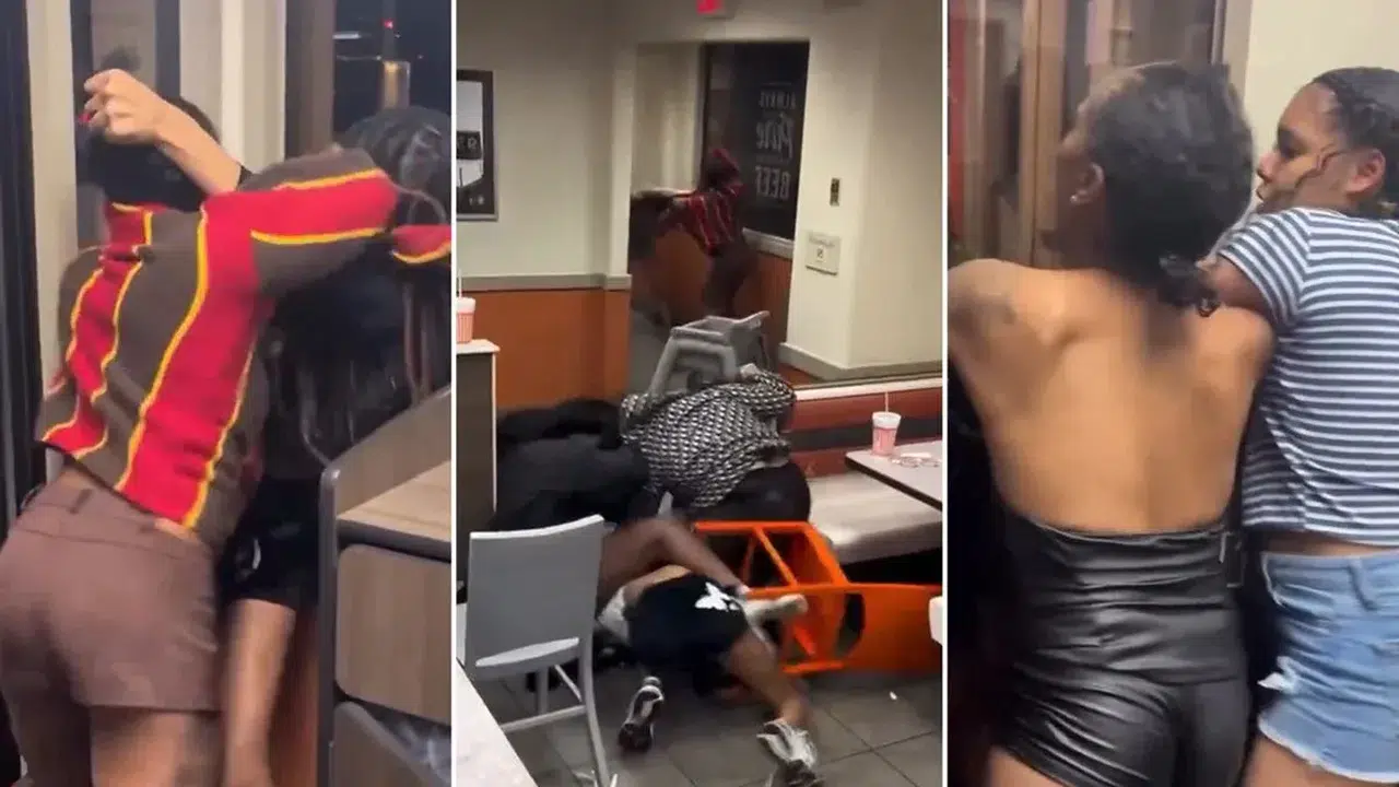 Masalar havada uçuştu! Teksas’taki hamburgerci kavgasında kan donduran anlar