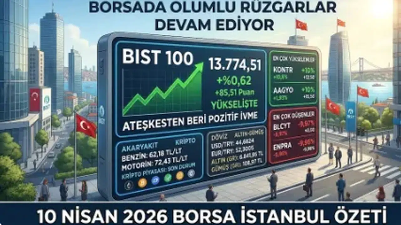 Borsa İstanbul BIST 100 endeksi kaç oldu (10 Nisan 2026), yükseliyor mu, hisse ve döviz kurları ne kadar?